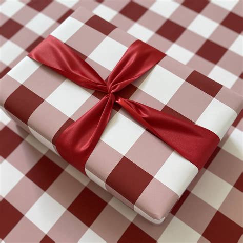 Christmas Red Gingham Luxury Wrapping Paper By Abigail Warner