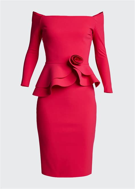 Chiara Boni La Petite Robe Rosette Peplum Off The Shoulder Dress