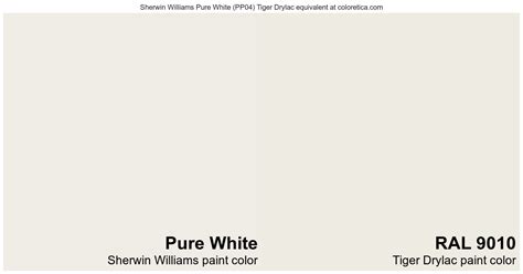 Sherwin Williams Pure White Tiger Drylac Equivalent Ral