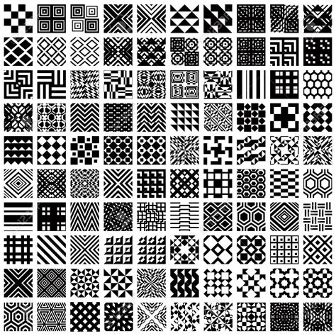 A Large Collection Of Black And White Geometric Design Elements All In