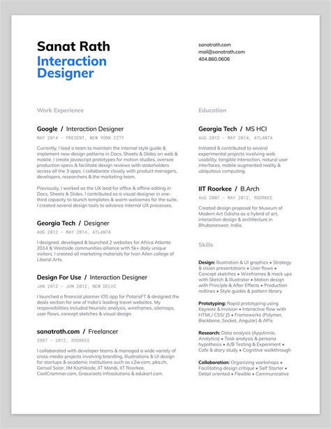 To create an excellent graphic designer resume, you can use online resume. 10 Amazing Designer Resumes that Passed Google's Bar | Graphic design resume, Resume layout ...