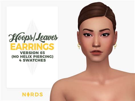Hoops And Leaves V3 A Sims 4 Cc Earrings