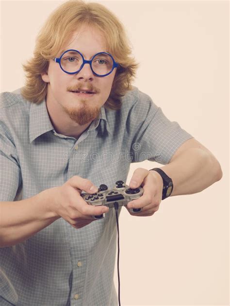 Gamer Man Holding Gaming Pad Stock Image Image Of Playing Video