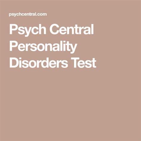 Psych Central Personality Disorders Test Disorder Test Personality