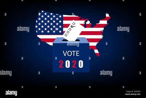 Usa Presidential Election 2020 American Flag On Map Background Vector