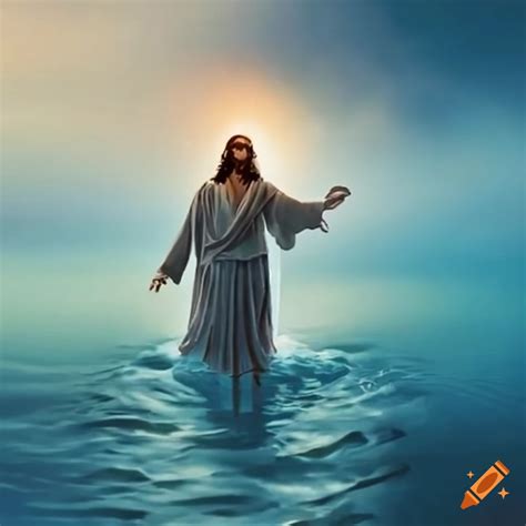 Depiction Of Jesus Christ Walking On Water On Craiyon