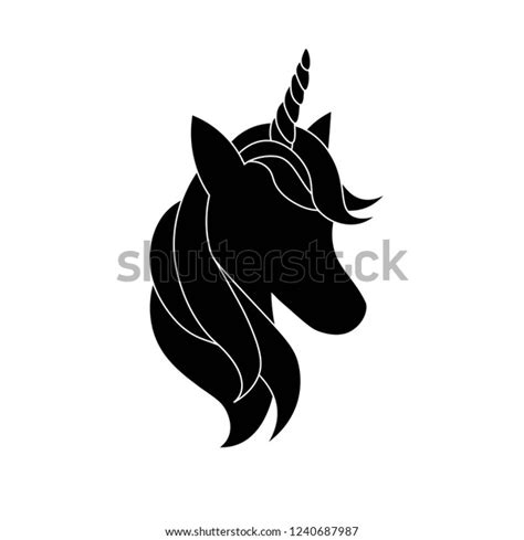 Black Silhouette Unicorn On White Background Stock Vector Royalty Free