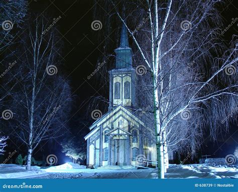 Church On A Winter Night Stock Image Image Of Chapel Town 638739