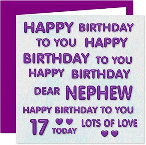 Nephew 17th Happy Birthday Card Happy Birthday To You Dear Nephew