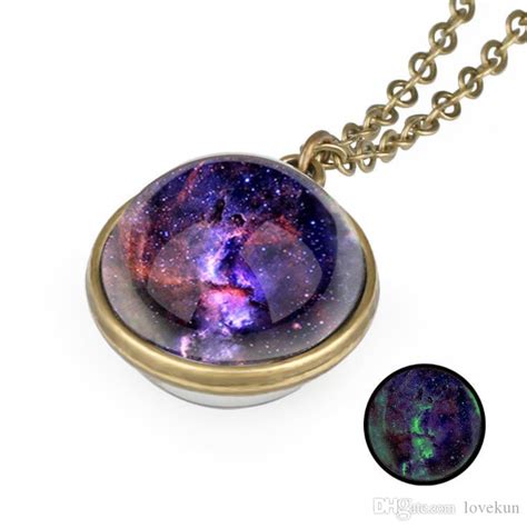 Time Gem Double Sided Nebula Galaxy Planet Universe Necklace Glass Ball