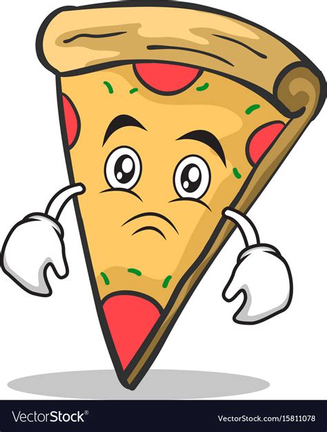 Sad Face Pizza Character Cartoon Royalty Free Vector Image