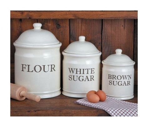 Flour And Sugar Canisters Ideas On Foter Stoneware Canister Set Flour Canister Set Kitchen