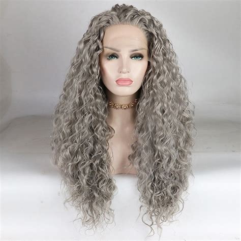 Fantasy Beauty Gray Curly Wig With Natural Hairline 180 Density Heat