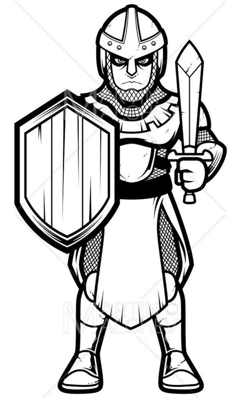 Medieval Soldier Line Art Vector Illustration Soldier Etsy