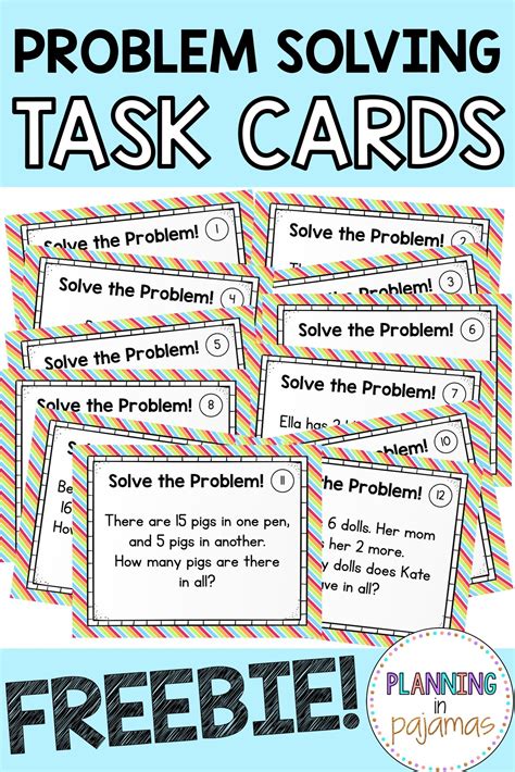Free Math Problem Solving Addition Subtraction Task Cards Math