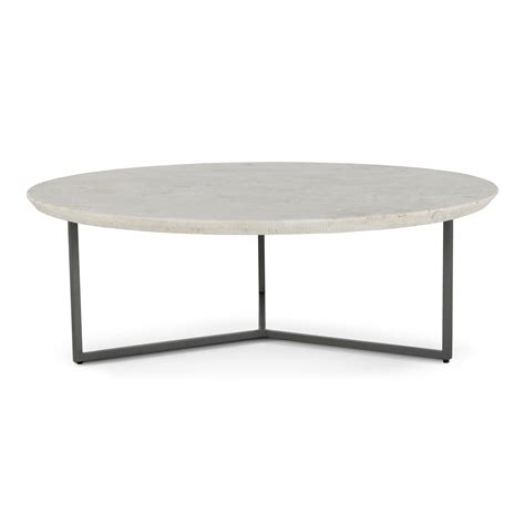 Etched 48 Round White Marble Coffee Table