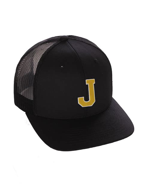 Structured Trucker Mesh Hat Custom Colors Letter J Initial Baseball Mid