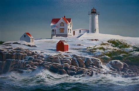 Oil Painting Of Nubble Lighthouse