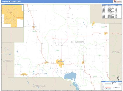 Johnston County Oklahoma Zip Code Wall Map