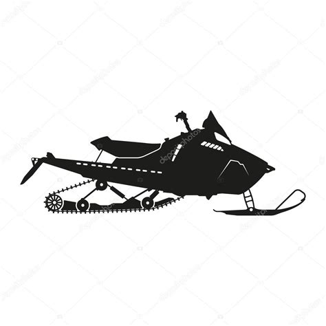 Download Black silhouette of a snowmobile on a white background ...