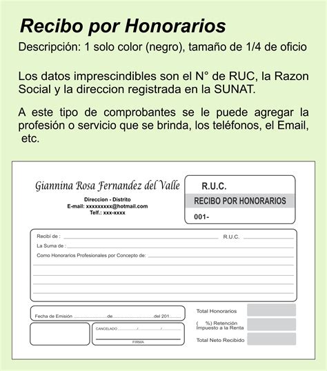 Recibo Por Honorarios Imprenta Delivery Servicios Gr Ficos Y Publicidad Sin Fronteras