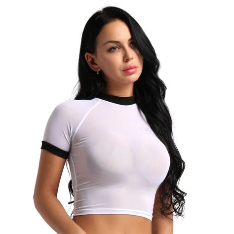 Sexy Womens See Through Mesh Sheer Tank Crop Top Vest T Shirt Blouse