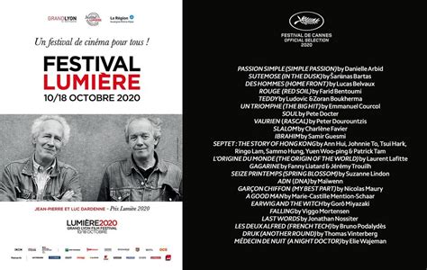 The Festival De Cannes 2020 Official Selection At Lyons Lumière Film Festival Festival De Cannes