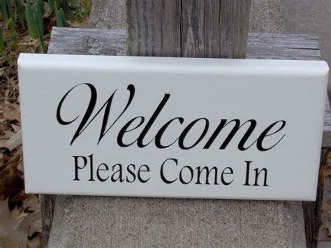 Welcome Please Come In Wood Vinyl Sign Business Office Etsy