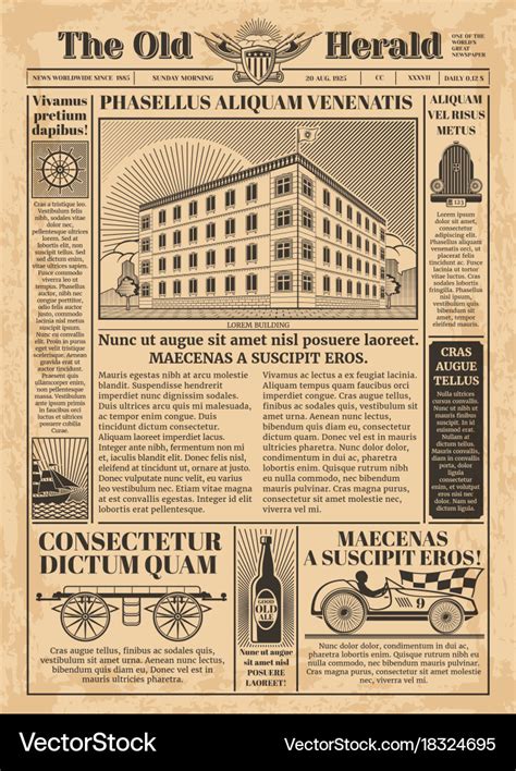 Vintage Newspaper Template With Newsprint Vector Image
