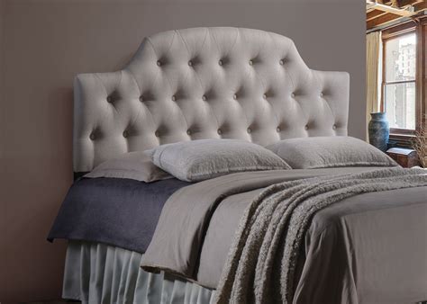 Matte gray paint on the wall is a good idea to bring the cool impression to your bedroom. Morris Light Beige Fabric Upholstered Button-Tufted ...