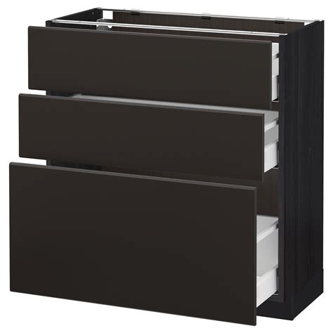 METOD / MAXIMERA Unterschrank mit 3 Schubladen, schwarz/Kungsbacka anthrazit, 80x37 cm - IKEA ...