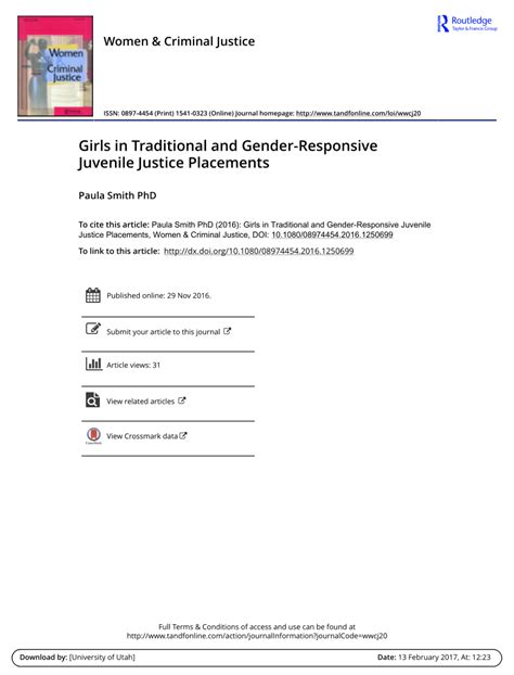 pdf girls in traditional and gender responsive juvenile justice placements