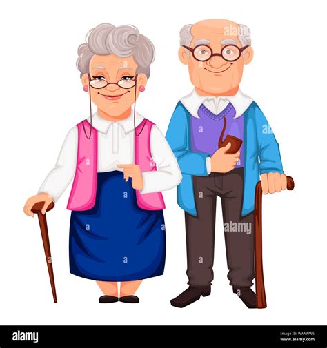 feliz día de los abuelos alegre el abuelo y la abuela de personajes de dibujos animados