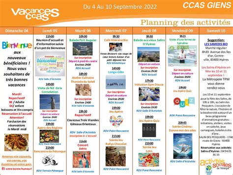 Calaméo Planning Giens Semaine 36 2022