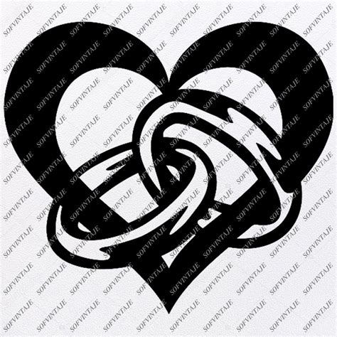 Heart With Two Wedding Ring Svg File Heart Romance Love