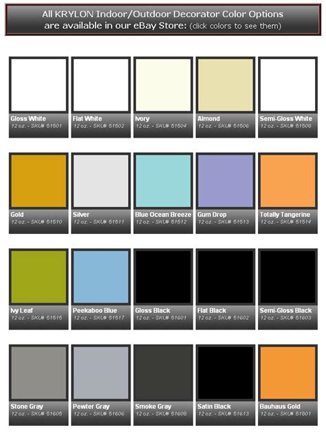Color Chart For Krylon Spray Paint