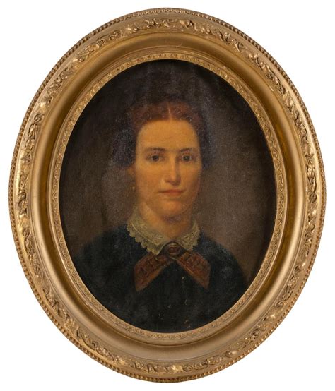 Lot Oval Portrait Of A Woman 19th Century Oil On Canvas Laid Down On