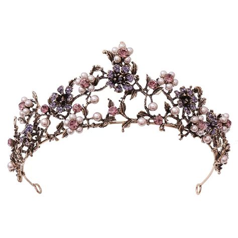 Purple Tiara Flower Crystal Bridal Crown Rhinestone Bridal Etsy