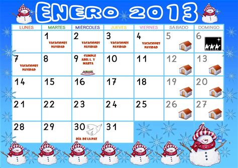 Cole De Colores Calendario Enero 2013