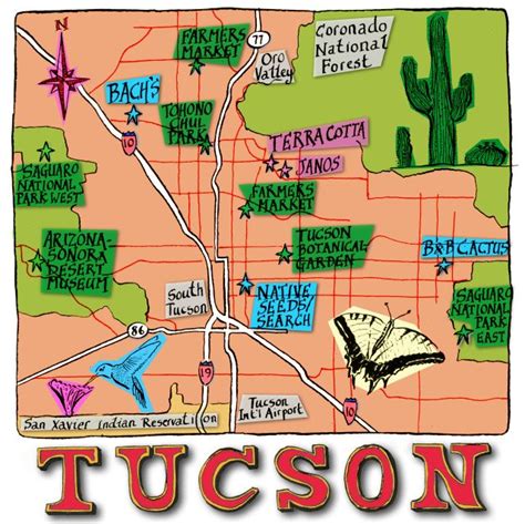 Tucson Map Az By Michael A Hill Tucson Map Map Tucson
