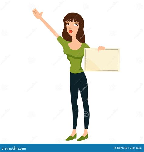 Girl Holding Sign Stock Vector Illustration Of Brown 42071349