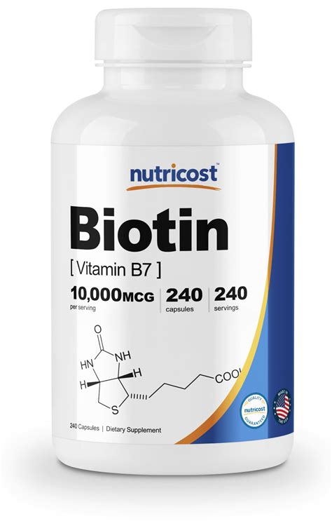 Nutricost Biotin Vitamin B7 10000mcg 10mg 240 Capsules Exercisen