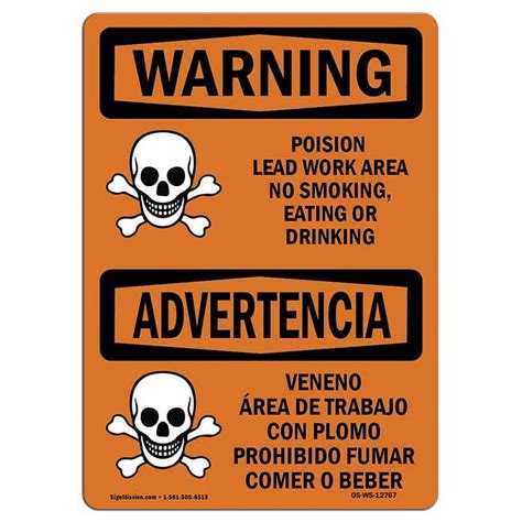 Warning Poison Lead Work Area No Smoking Eating Osha Decal Sign