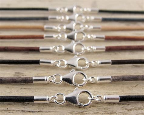 Natural 2mm Leather Necklace Cord With Sterling Silver Clasp Etsy