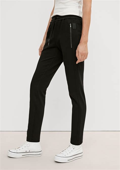 Slim Fit Twill Trousers With An Elasticated Waistband Black Comma