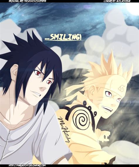 Naruto 641 Naruto And Sasuke Smile By Marhutchy On Deviantart Anime
