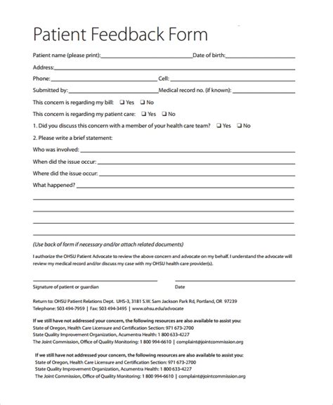 10 Patient Feedback Forms Pdf Word Sample Templates