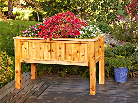This is a cedar box that can be custom made to your desired dimensions. Raised Planter Box Woodworking Plan from WOOD Magazine