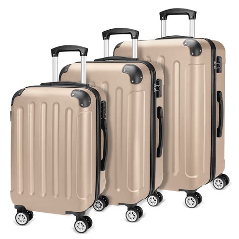 Sunbee 3 Piece Luggage Sets Hardshell Lightweight Suitcase With Tsa