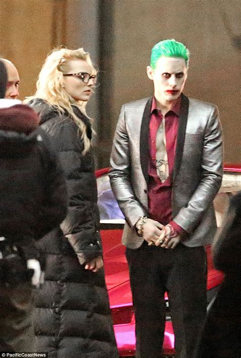 Jared Leto S Full Joker Costume Revealed On Suicide Squad Set With Margot Robbie Daily Mail Online